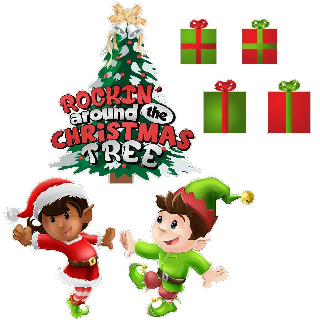 Rockin' Around the Christmas Tree Christmas Yard Card - 7pc set | Short Stakes Included - Image 2
