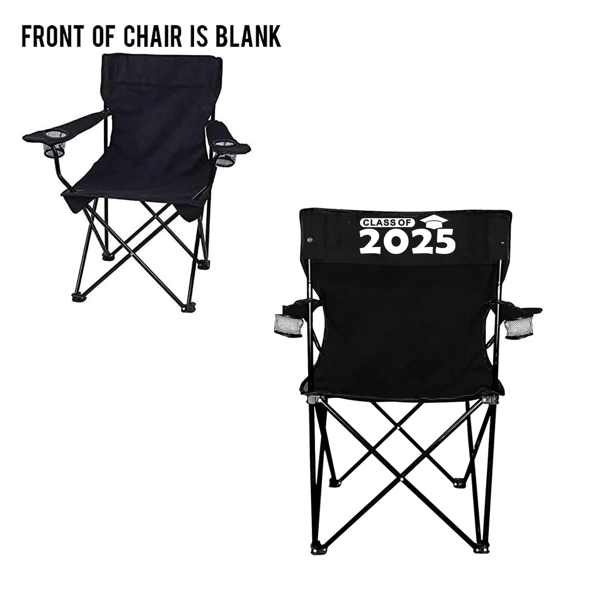 Seniors Class of 2025 Black Folding Camping Chair - Image 2