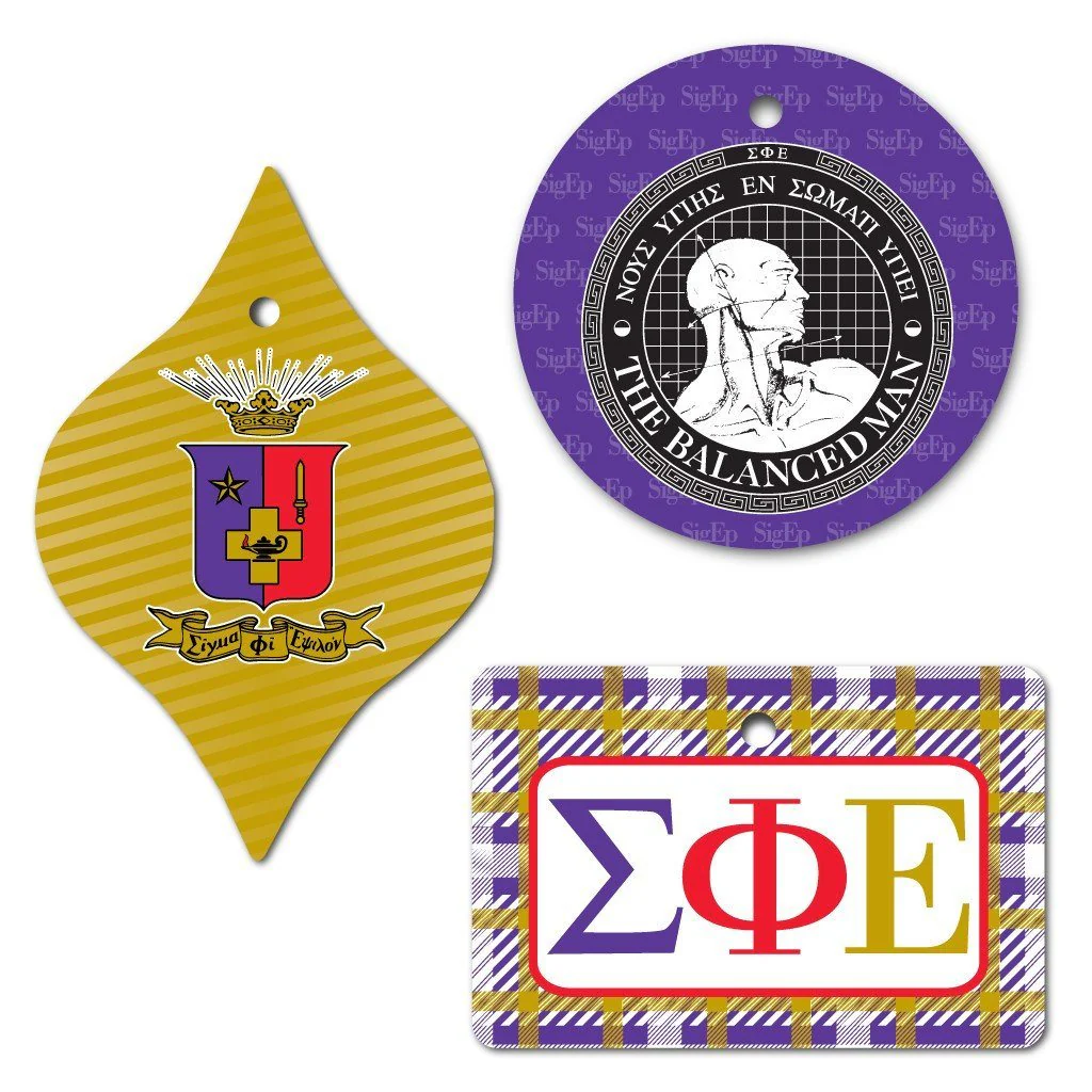 Sigma Phi Epsilon Ornament Set of 3 Shapes