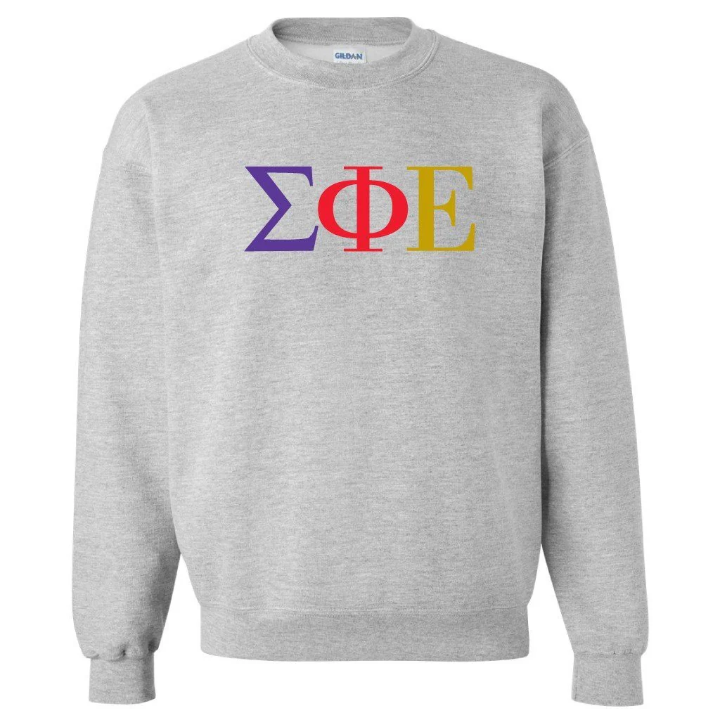 Sigma Phi Epsilon Greek Letters Sport Gray Crewneck Sweatshirt