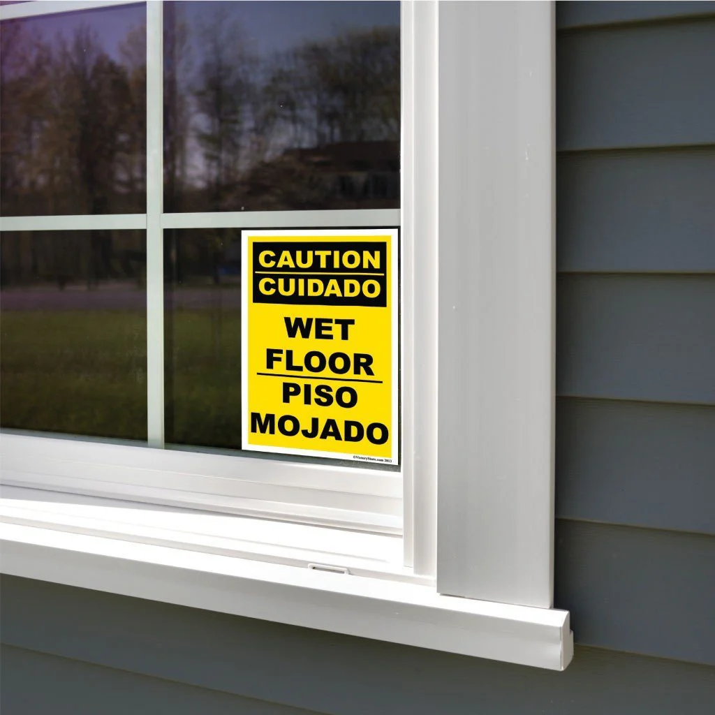 Bilingual Caution Wet Floor Sign or Sticker - Image 6