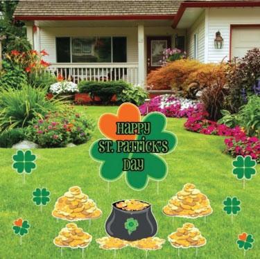 St. Patrick's Day Shamrocks and Gold Yard Card
