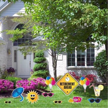 Sunny Days Retirement Ahead Yard Card 11 piece set