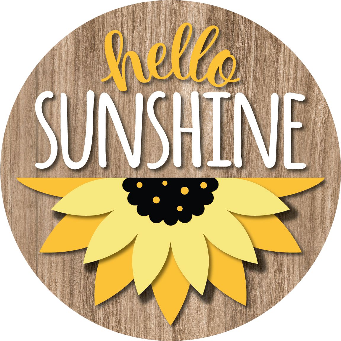 Hello Sunshine Sunflower Front Door Decor – 15.75" Round Hanging Sign | UV-Printed, Durable Fiberboard - Image 2