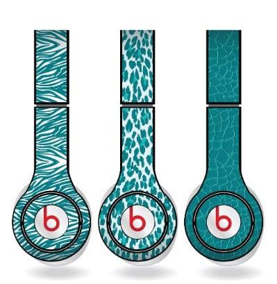 Teal Animal Print Skins for Beats Solo HD Headphones Set of 3