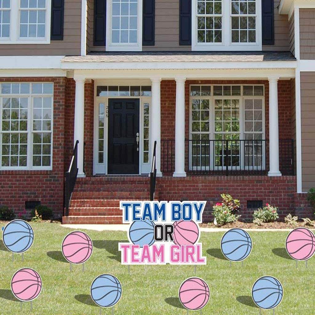 Team Boy or Team Girl Basketball Theme Gender Reveal Yard Decoration
