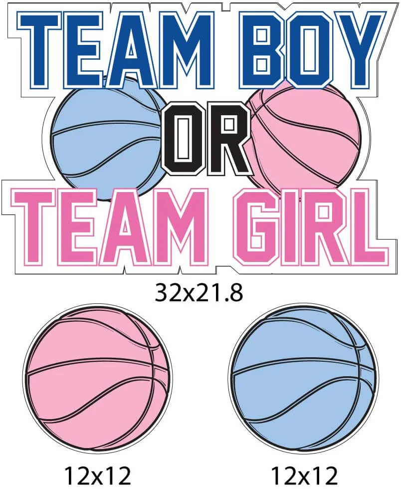 Team Boy or Team Girl Basketball Theme Gender Reveal Yard Decoration - Image 3