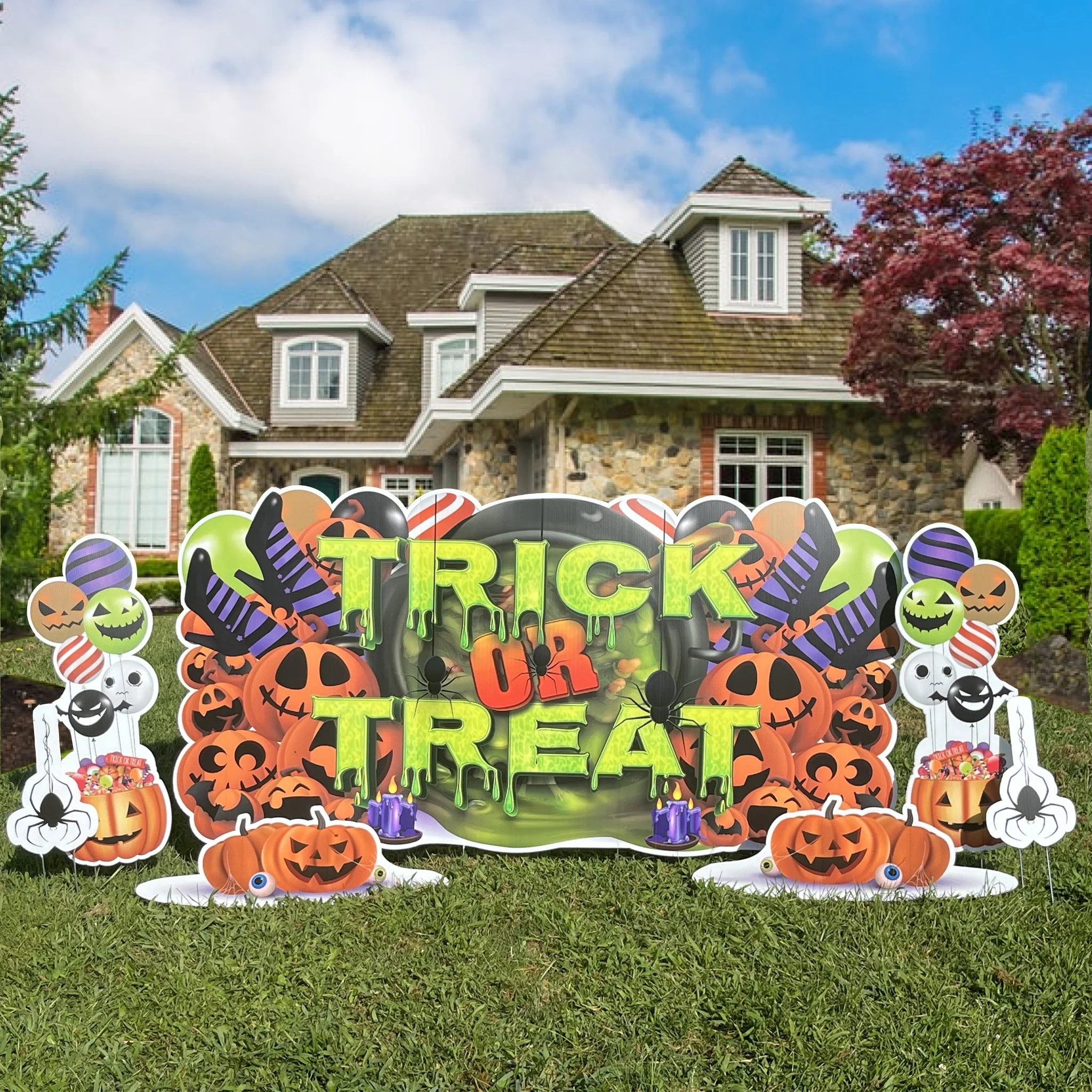 Trick Or Treat Oversized Halloween EZ Yard Card Decoration - 7 pc Set