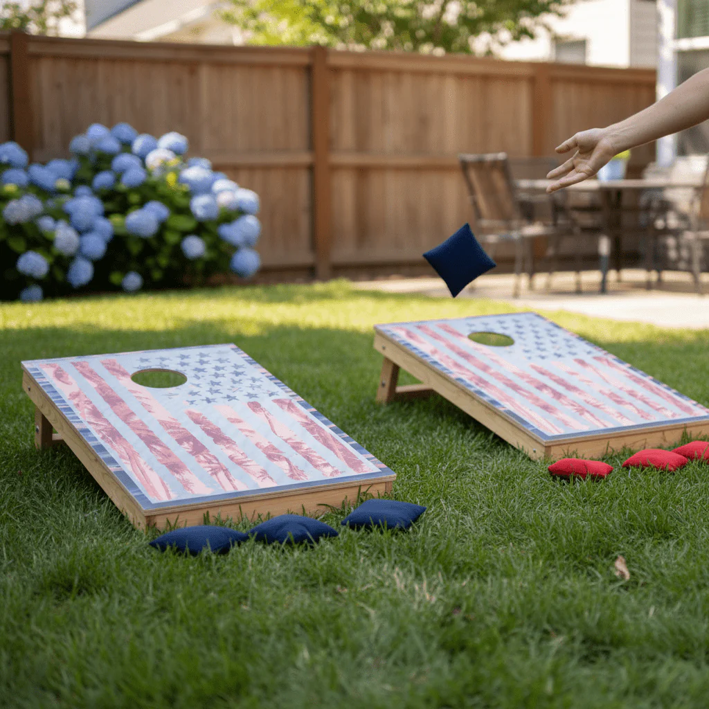 Tropical Patriotic Cornhole Bag Toss Game - Image 3