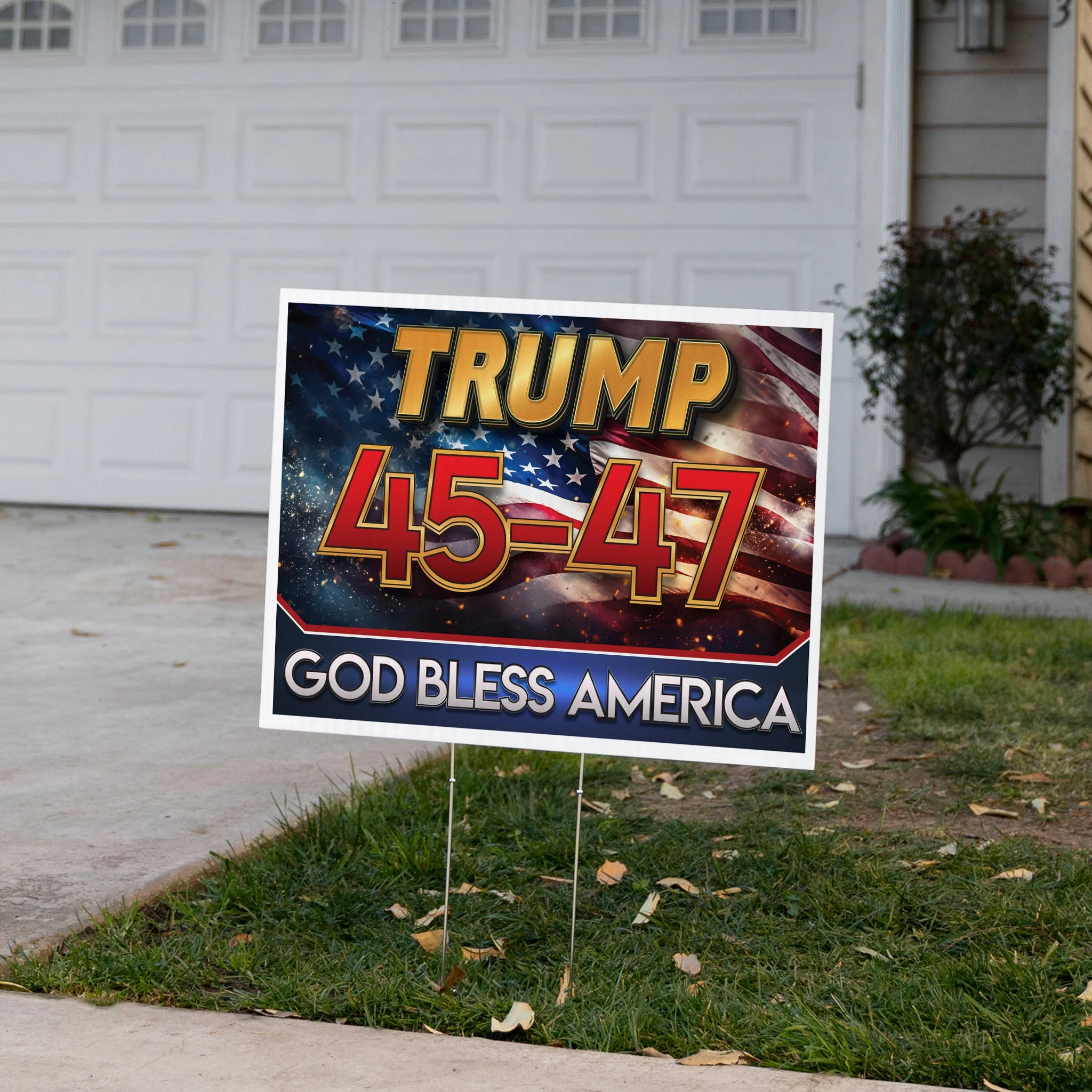 Trump 45-47 Yard Sign - 18x24 Inch Double-Sided Outdoor Sign with Stakes