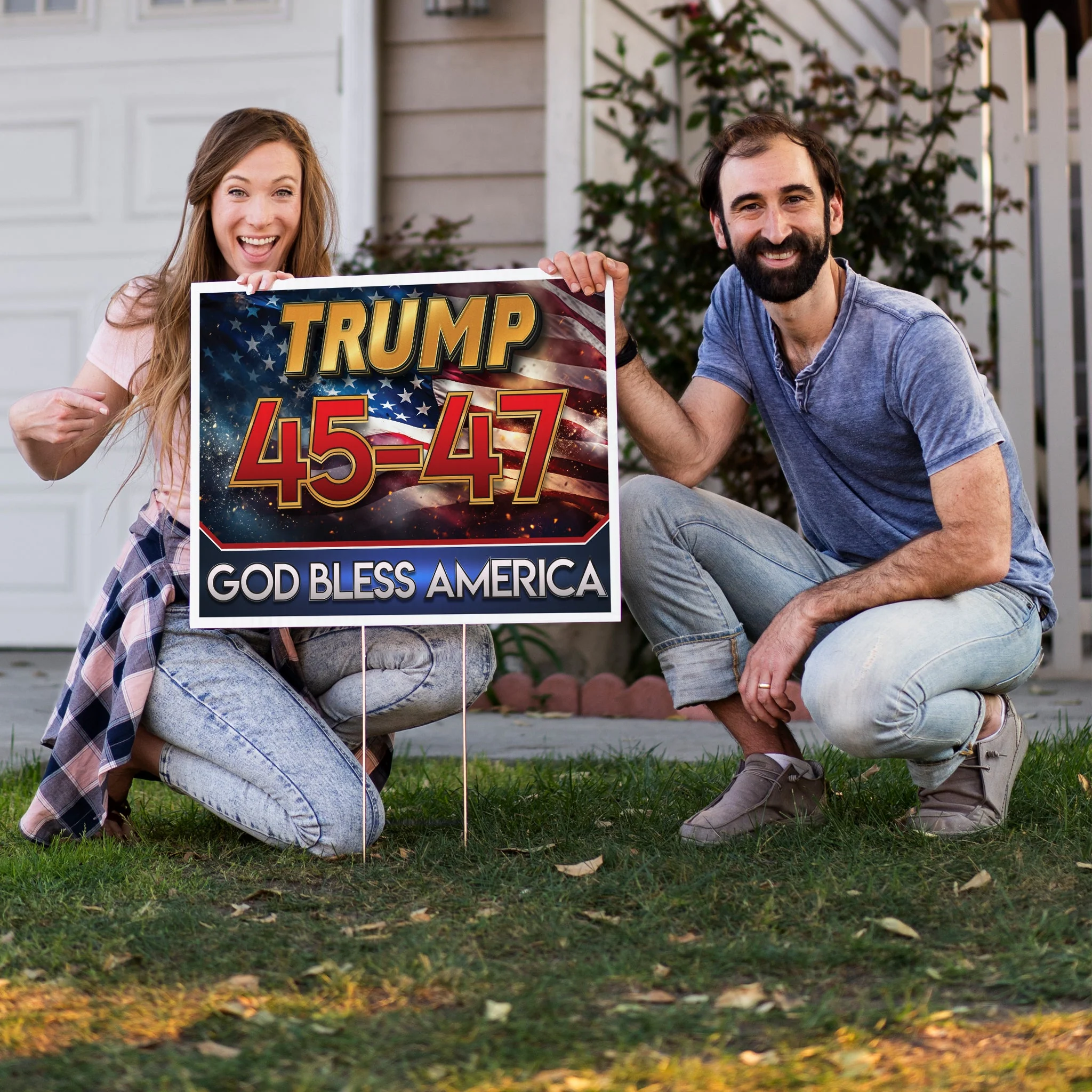 Trump 45-47 Yard Sign - 18x24 Inch Double-Sided Outdoor Sign with Stakes - Image 2