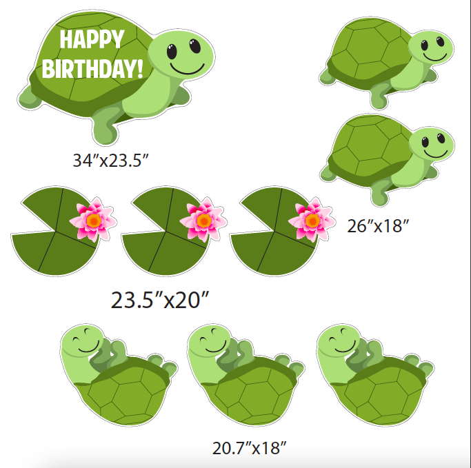 Turtle Happy Birthday Yard Decorations 9 piece set - Image 2