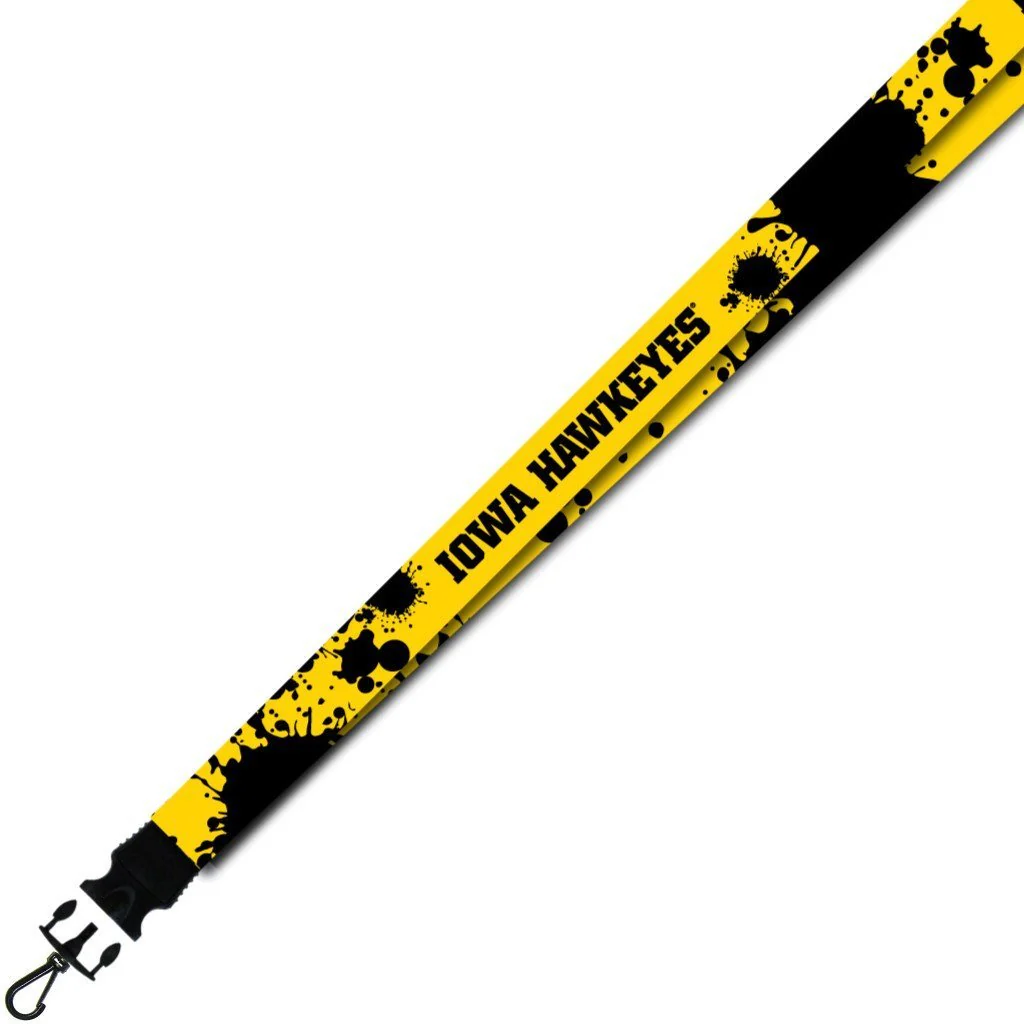 University of Iowa Paint Splatter Lanyard
