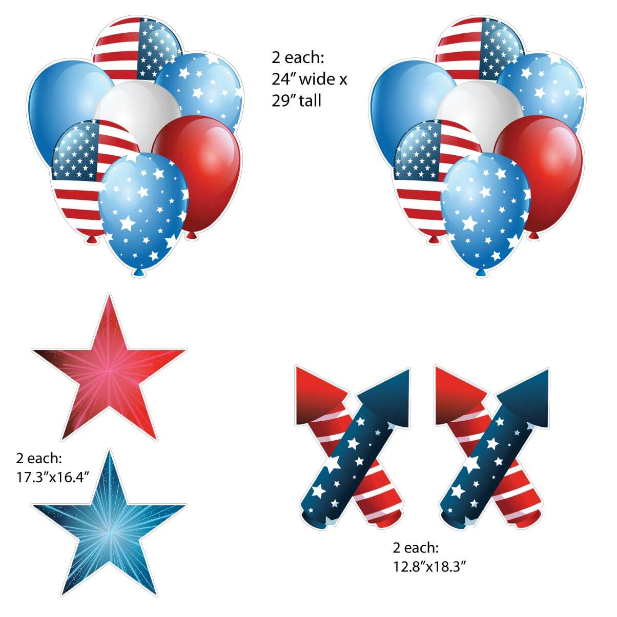 USA Uncle Sam Patriotic Yard Card Decoration 9 pc set - Image 2