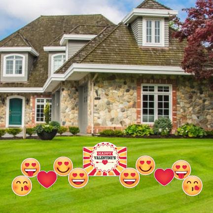 Valentine's Day Emojis Yard Sign & Yard Cards 11 piece set - Image 2