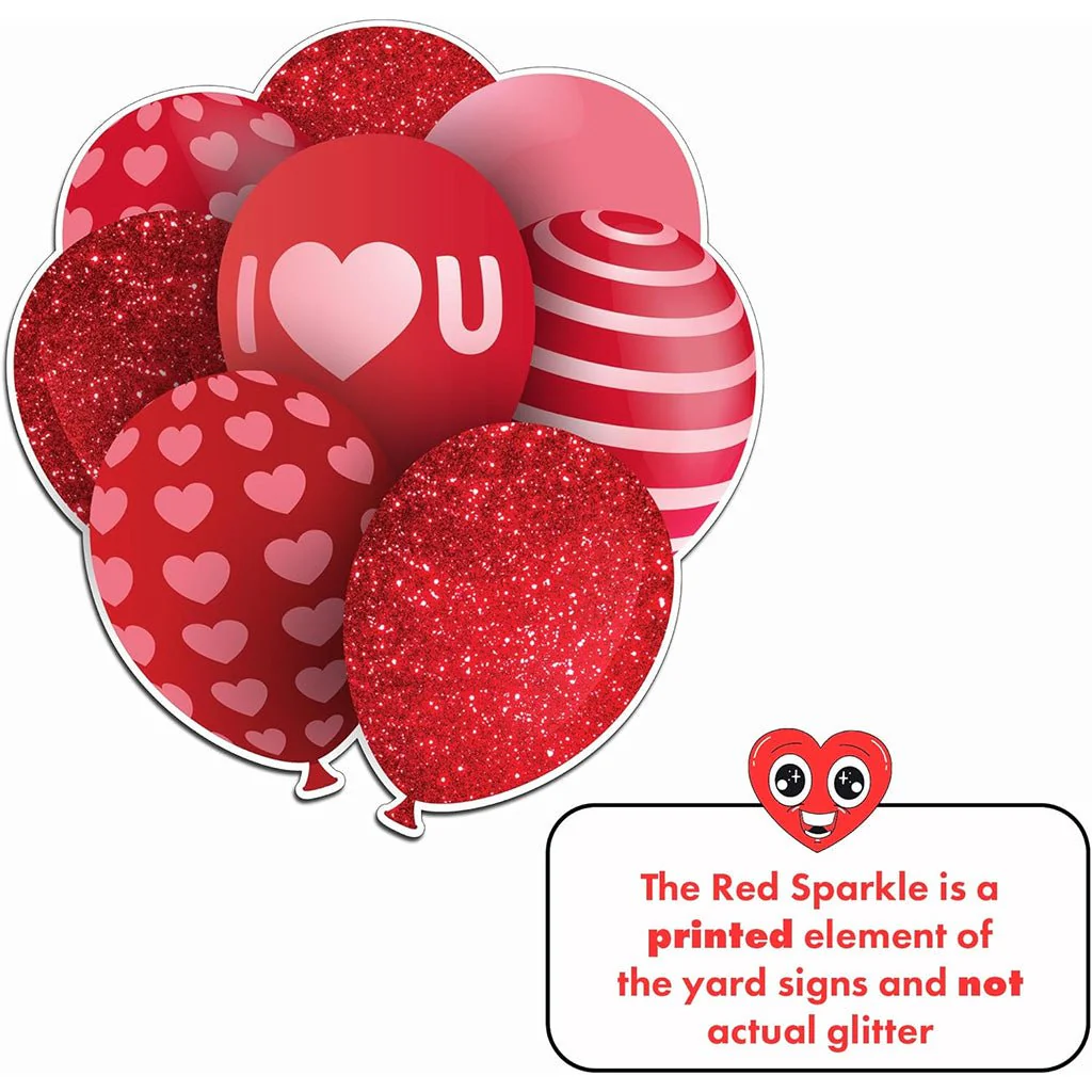 Valentines Yard Signs Filler | 23.5" Balloons and Presents | 8 Pc Set - Image 4
