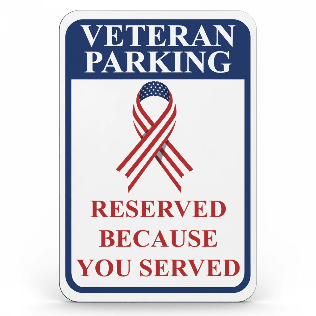 Veteran Parking Reserved Because You Served Aluminum Sign Set of 2 - Image 2