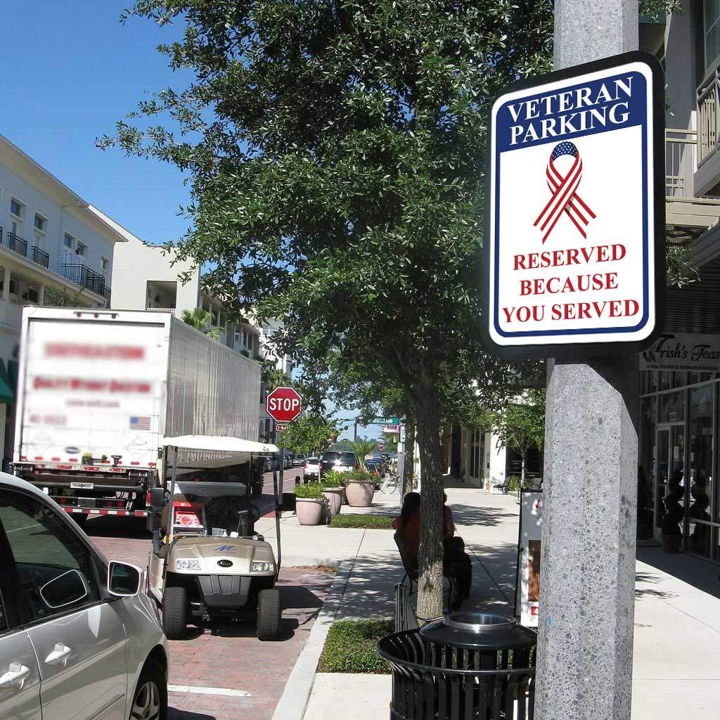 Veteran Parking Reserved Because You Served Aluminum Sign Set of 2 - Image 3