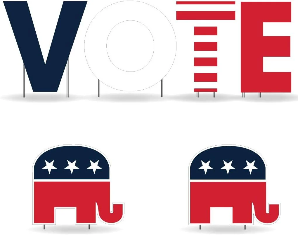 Vote Republican Yard Letters and Elephants - 6pcs - Includes Stakes - Image 2