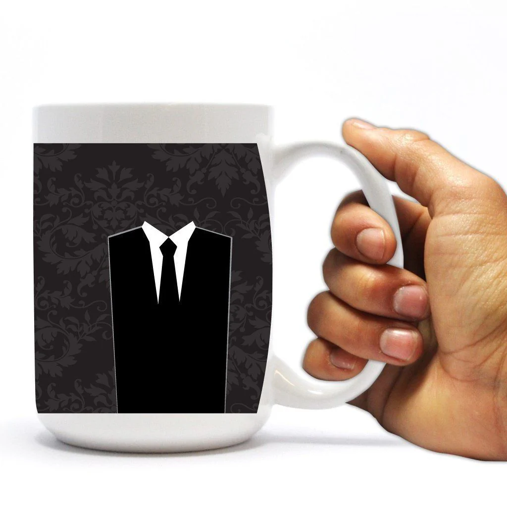 Groom Black and White Silhouette15oz Coffee Mug - Image 3
