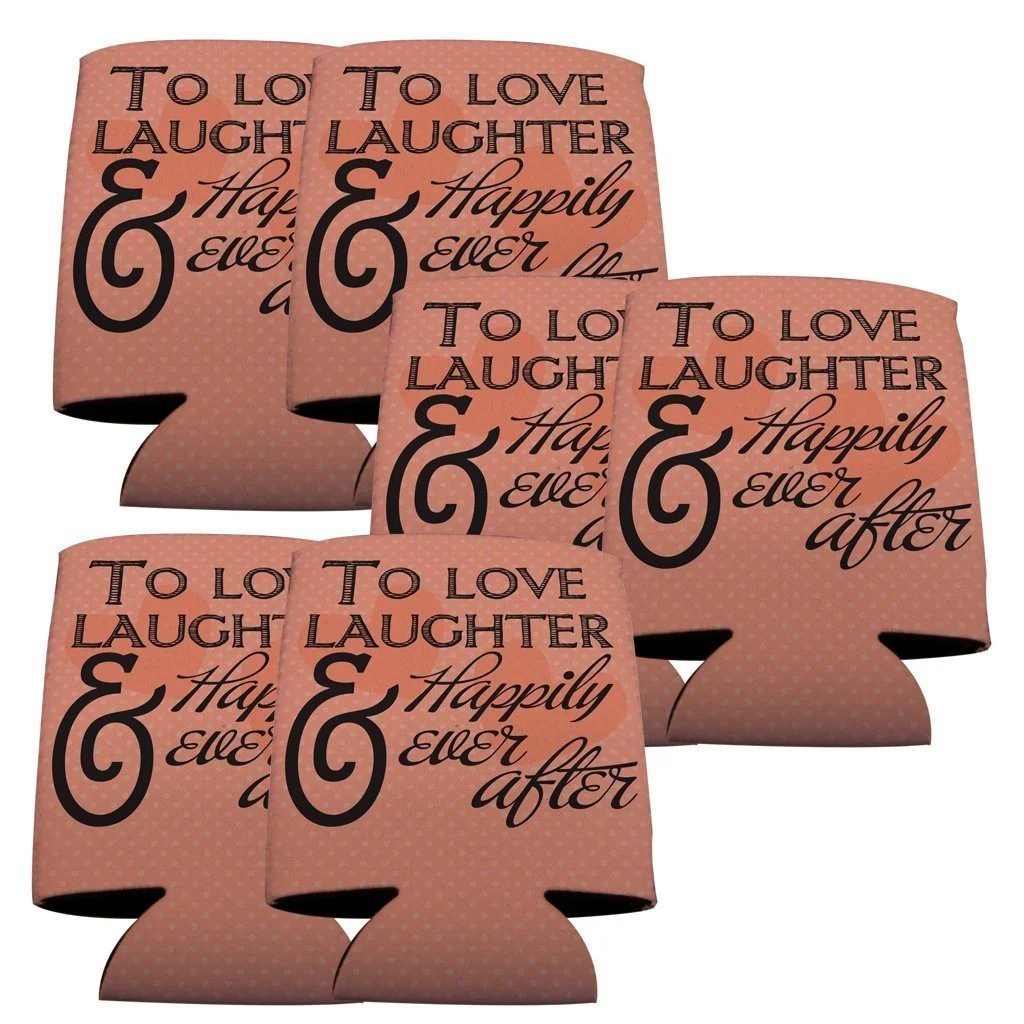 To Love Laughter & Happily Ever After Wedding Can Coolers Set - Image 4