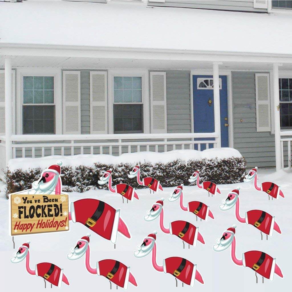 You've Been Flocked! Christmas Flamingos - Set of 12