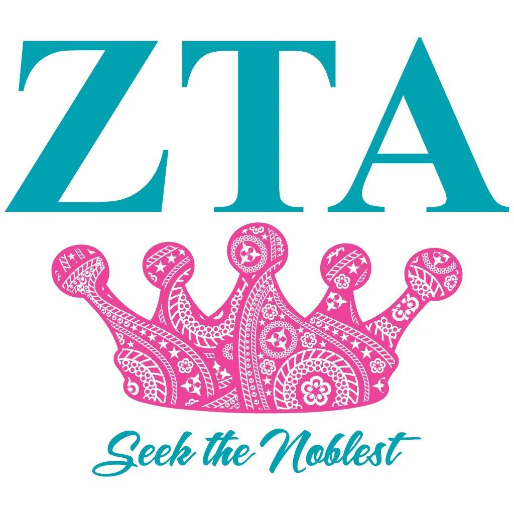 Zeta Tau Alpha Canvas Tote Bag - Pink Crown Design - Image 2